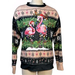 NWT Pink Flamingo 🦩 Ugly Christmas Holiday Sweater Unisex Size S